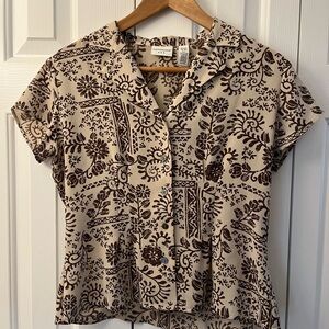 Covington Beige and Brown Patterned Top